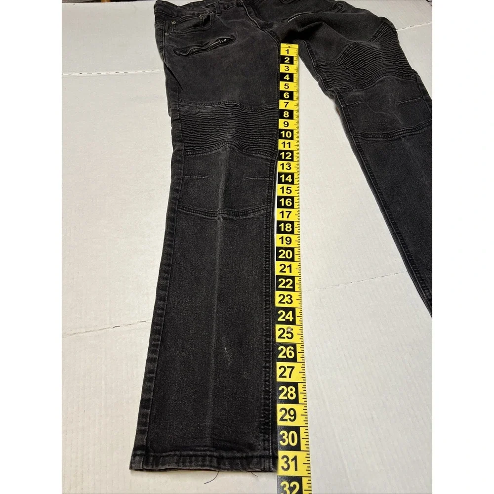 Ring Of Fire Black Denim Jeans Men's 32x32 Slim Fit Zip Pockets